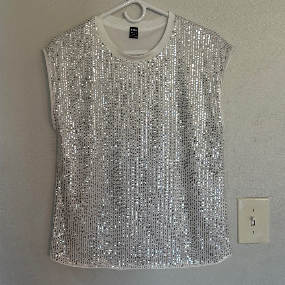 SHEIN Silver Sequin Top
